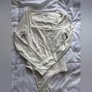 Women's Cream Long Sleeve Bodysuit